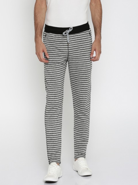 

FIFTY TWO Black & Grey Striped Track Pants