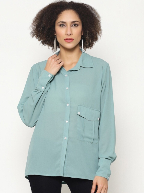 

Twenty3 Women Green Comfort Boxy Casual Shirt