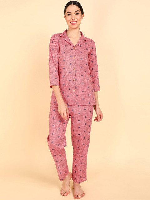 

AHIKA Women Rose Gold Printed Night suit