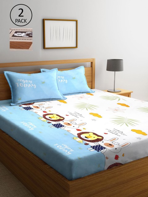 

KLOTTHE Cartoon Characters 210 TC 2 King Bedsheet with 4 Pillow Covers, Multi