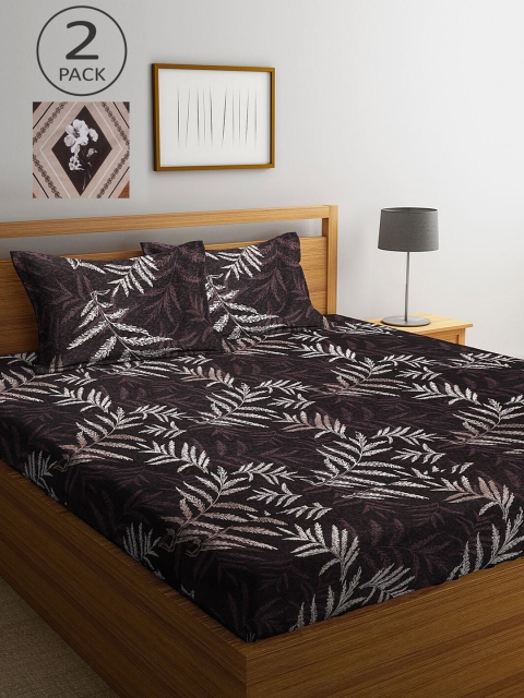 

KLOTTHE Multicoloured Floral 210 TC Set Of 2 King Bedsheet with 4 Pillow Covers, Multi
