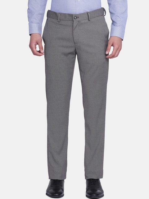 

Blackberrys Men Brown Textured Slim Fit Trousers