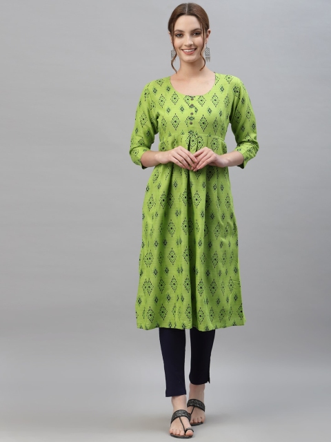 

ALC Creations Women Green Ethnic Motifs Printed Crepe Kurta