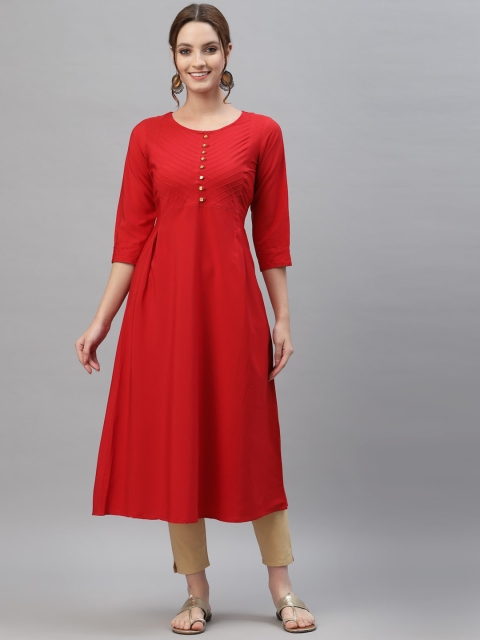 

ALC Creations Women Red Crepe Kurta