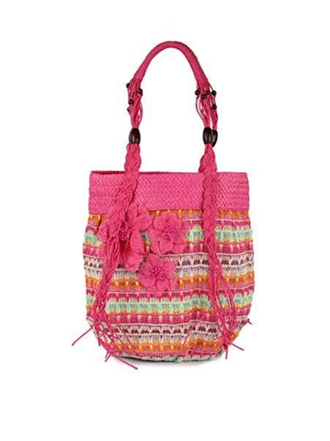 

Instabuyz Pink Oversized Structured Shoulder Bag with Tasselled