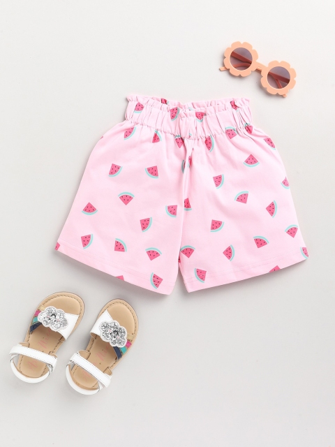 

Dear to Dad Girls Pink Printed Low-Rise Cotton Shorts