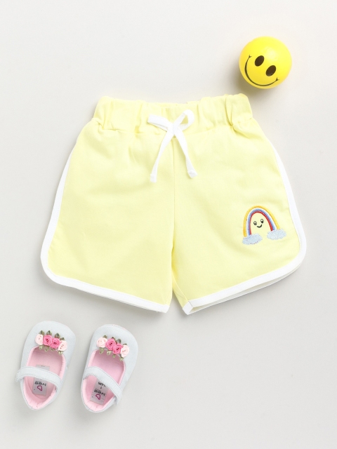 

Dear to Dad Girls Yellow Low-Rise Cotton Shorts