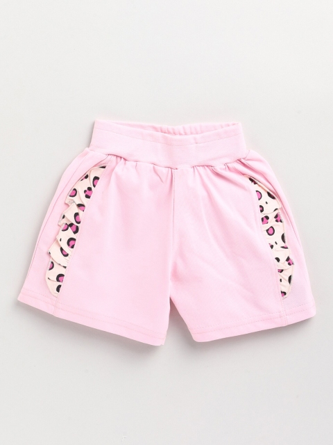 

Dear to Dad Girls Pink Printed Low-Rise Cotton Shorts