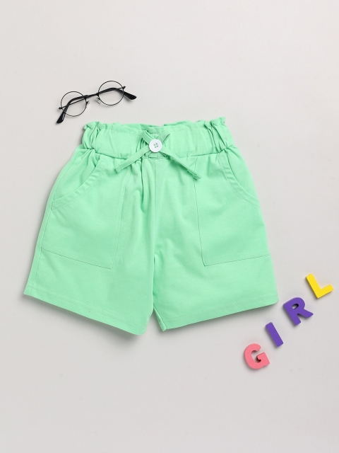 

Dear to Dad Girls Green Low-Rise Cotton Shorts