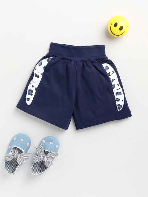 

Dear to Dad Girls Blue Printed Low-Rise Cotton Shorts