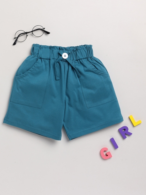 

Dear to Dad Girls Teal Low-Rise Cotton Shorts