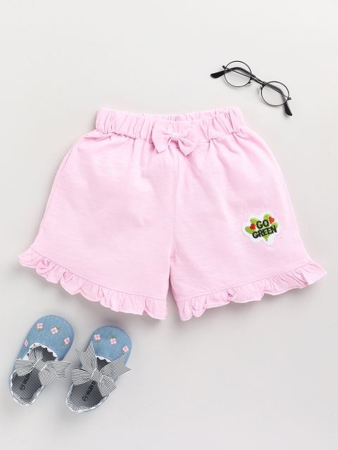

Dear to Dad Girls Pink Printed Low-Rise Cotton Shorts