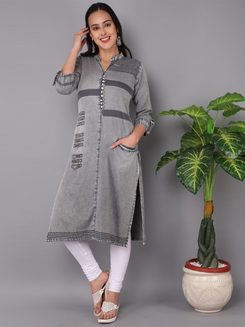 

PARIKA CREATION Women Grey Cotton Kurta
