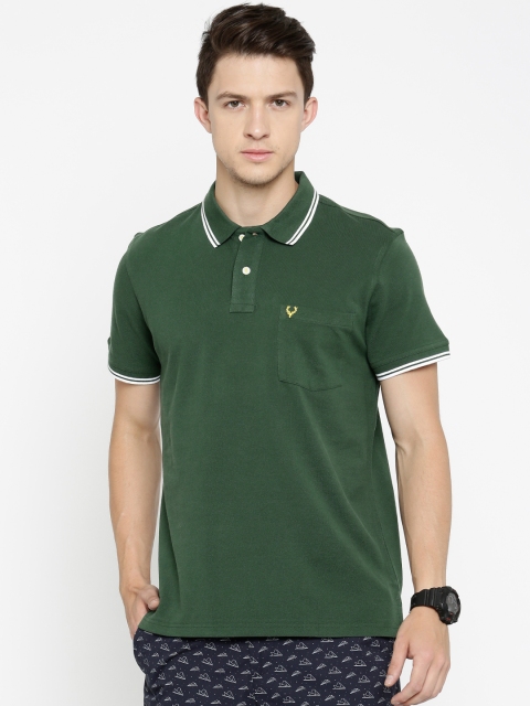 

Allen Solly Men Green Solid Polo T-shirt