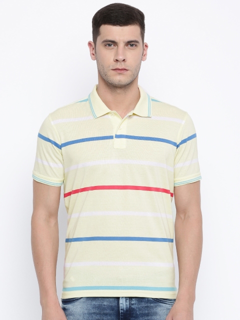 

Allen Solly Men Yellow Striped Polo T-shirt