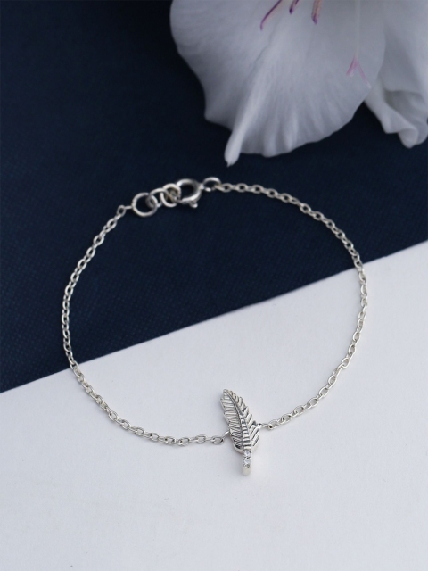 

Hiara Jewels Women Sterling Silver Cubic Zirconia Studded Rhodium-Plated Charm Bracelet