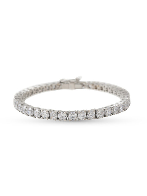 

Hiara Jewels Women Silver-Toned Sterling Silver Cubic Zirconia Rhodium-Plated Bracelet