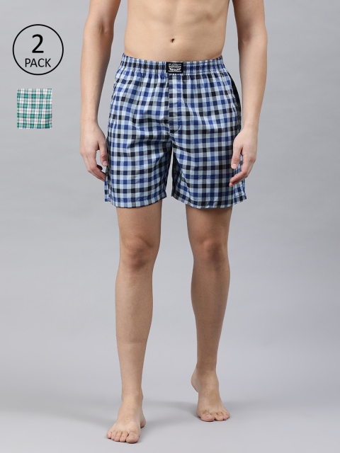 

Levis Men Pack of 2 Pure Cotton Checked Boxers, Navy blue