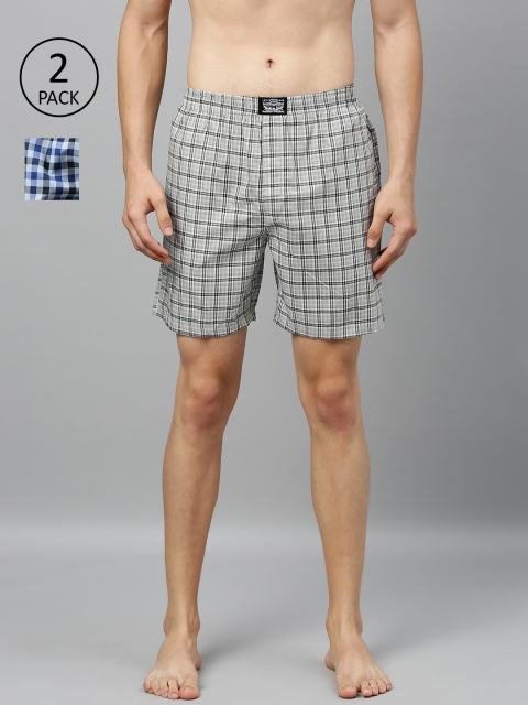 

Levis Men Pack of 2 Pure Cotton Checked Boxers, Grey