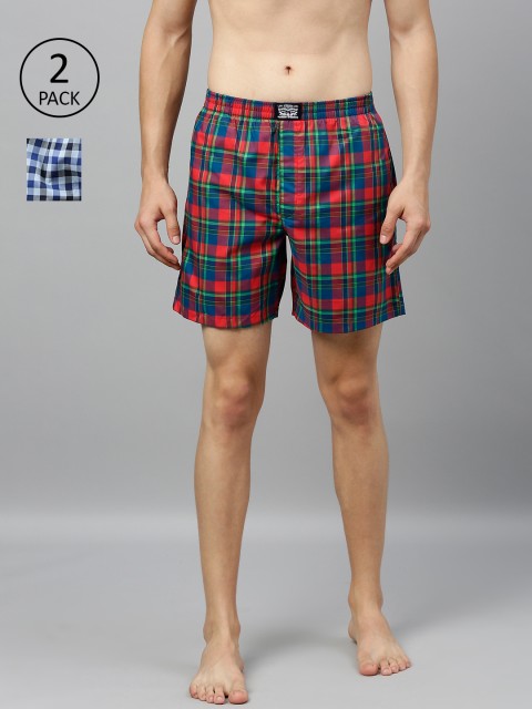 

Levis Men Pack of 2 Pure Cotton Checked Boxers, Red