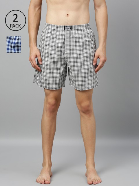 

Levis Men Pack of 2 Pure Cotton Checked Boxers, Blue