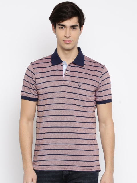 

Allen Solly Men Maroon & Navy Striped Polo Collar T-shirt