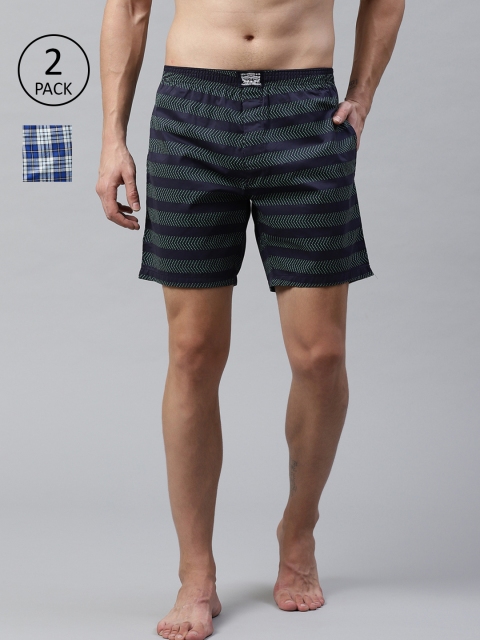 

Levis Men Pack of 2 Pure Cotton Checked Boxers, Blue