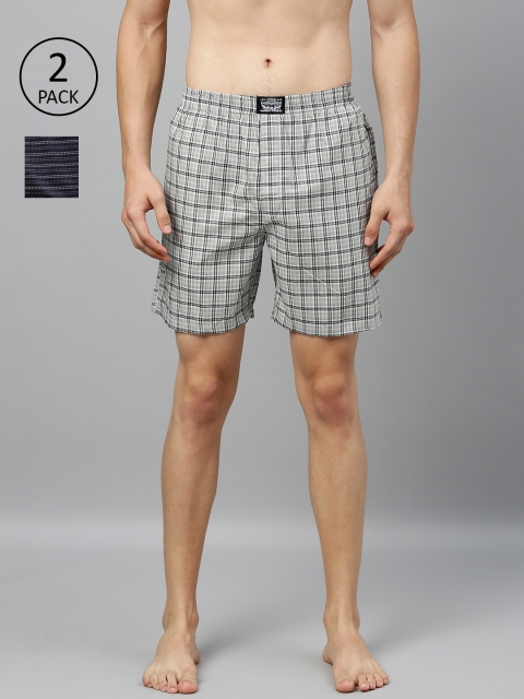 

Levis Men Pack of 2 Pure Cotton Checked Boxers, Grey