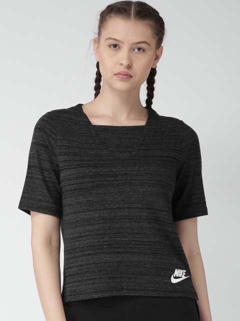 

Nike Women Charcoal Grey AS NSW AV15 KNT Self-Design High-Low Top