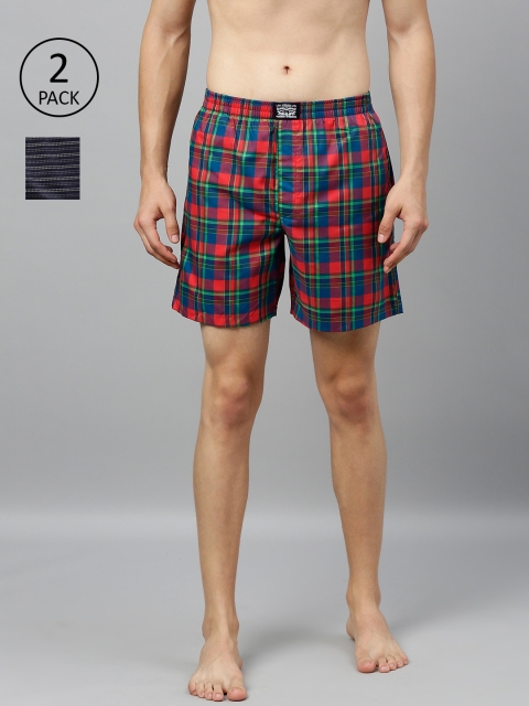 

Levis Men Pack of 2 Pure Cotton Checked Boxers, Red