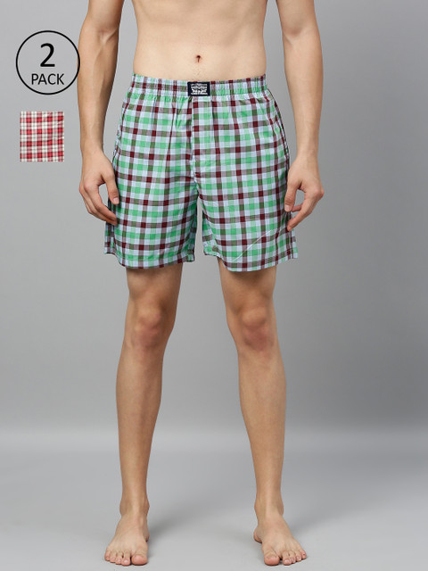 

Levis Men Pack of 2 Pure Cotton Checked Boxers, Red