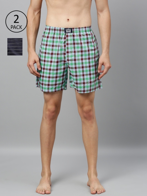 

Levis Men Pack of 2 Pure Cotton Checked Boxers, Green