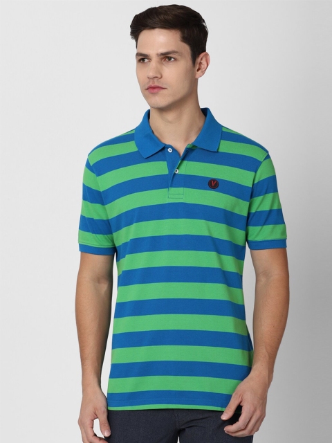 

Van Heusen Sport Men Green Striped Polo Collar T-shirt