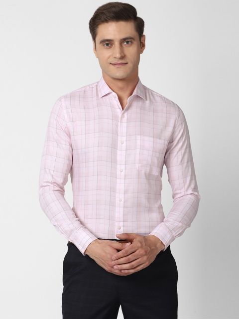 

Peter England Elite Men Pink Slim Fit Checked Formal Shirt