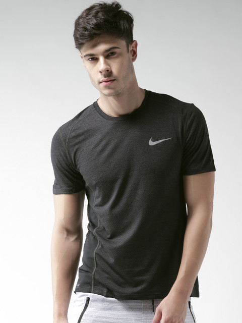 

Nike Men Charcoal Grey AS Dry Miler SS Cool Self-Design Round Neck T-shirt