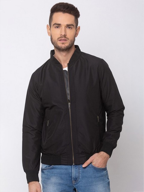 

SPYKAR Men Black Solid Bomber Jacket