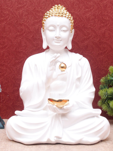 

StatueStudio Gold-Toned & White Resin Buddha Statue Large Showpiece