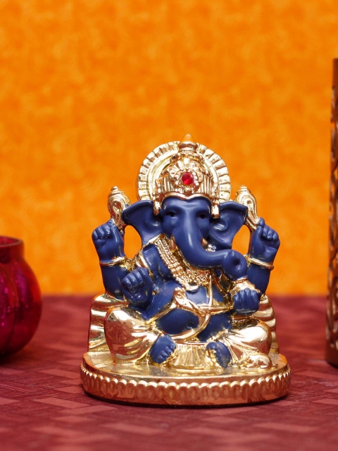 

StatueStudio Gold-Tonned & Navy Blue Ganpati Idol Showpiece