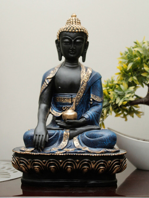 

StatueStudio Blue & Black Antique Buddha Statue Showpiece