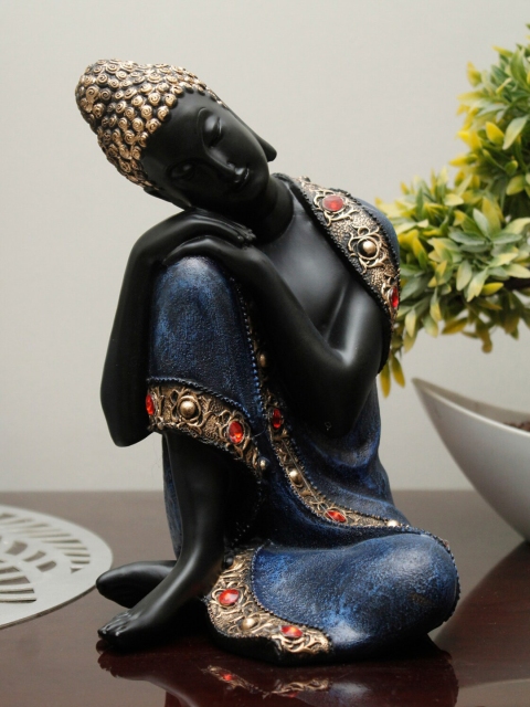

StatueStudio Blue & Black Thinking Buddhist Statue Showpieces