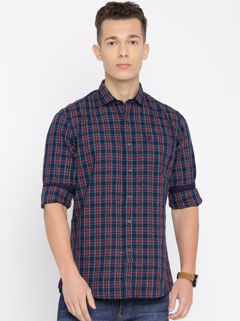 

Solly Jeans Co. by Allen Solly Men Blue & Red Custom Fit Checked Casual Shirt