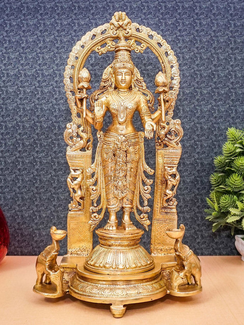 

StatueStudio Gold-Toned Textured Antique Goddess Lakshmi Showpiece