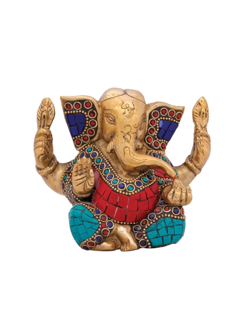 

StatueStudio Gold-Toned & Red Small Lord Ganesha Showpiece