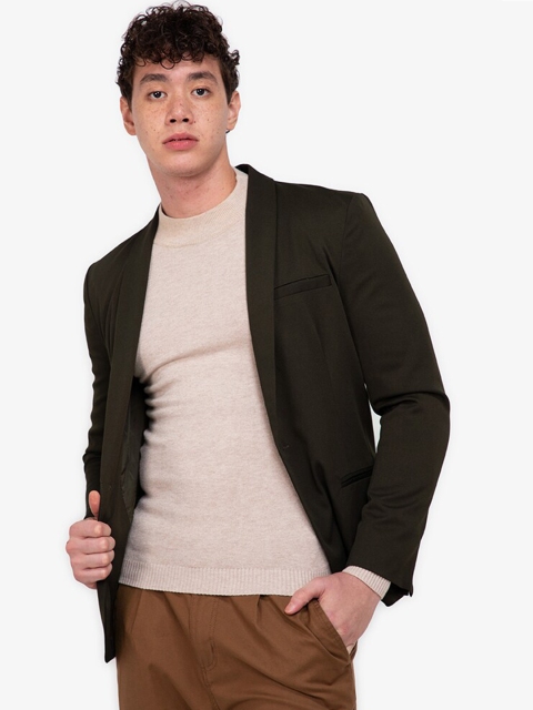 

ZALORA BASICS Men Black Solid Formal Open Front Blazer