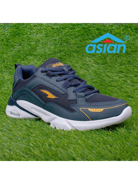 

ASIAN Men Navy Blue & Orange Mesh Running Shoes