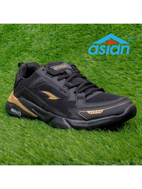

ASIAN Men Black & Yellow Mesh Running Shoes