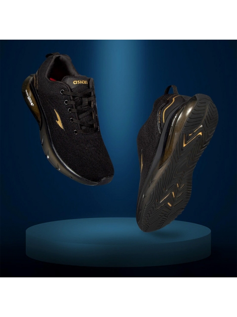 

ASIAN Men Black Mesh Running Non-Marking Shoes