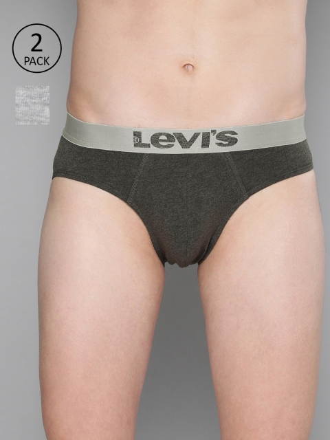 

Levis Men Pack Of 2 Charcoal and Grey Melange Solid Briefs