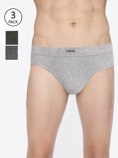 

Levis Men Pack Of 3 Grey Solid Briefs