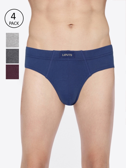 

Levis Men Pack Of 4 Blue & Grey Solid Briefs